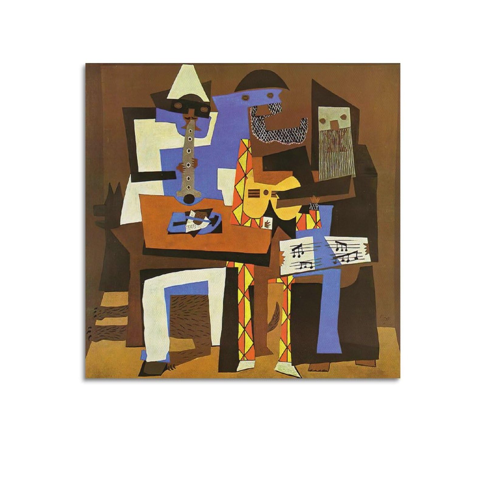 模写 パブロ・ピカソ 「3人の音楽家」 絵画 キャンバス